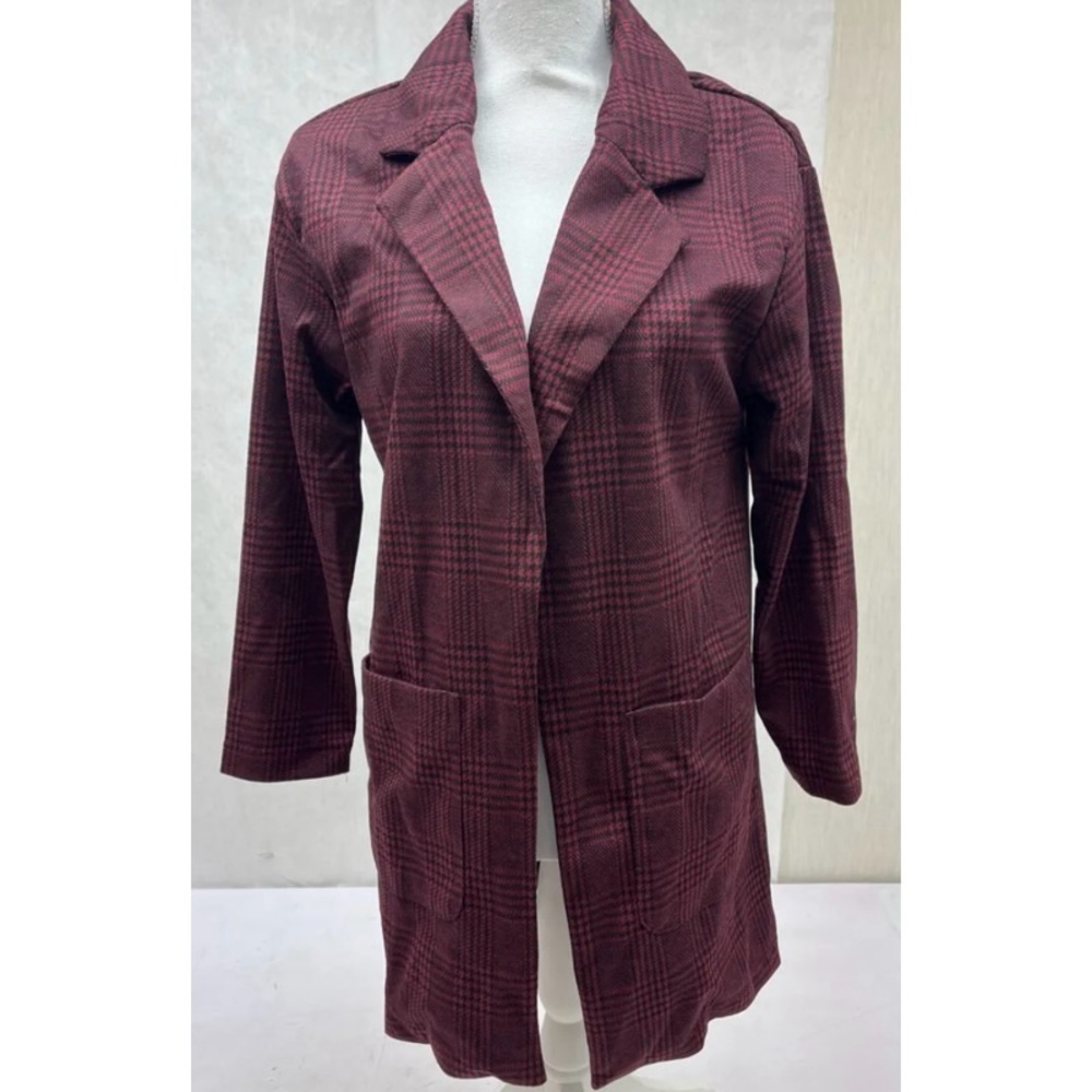 Love Tree Trench Style Coat in Red Plaid